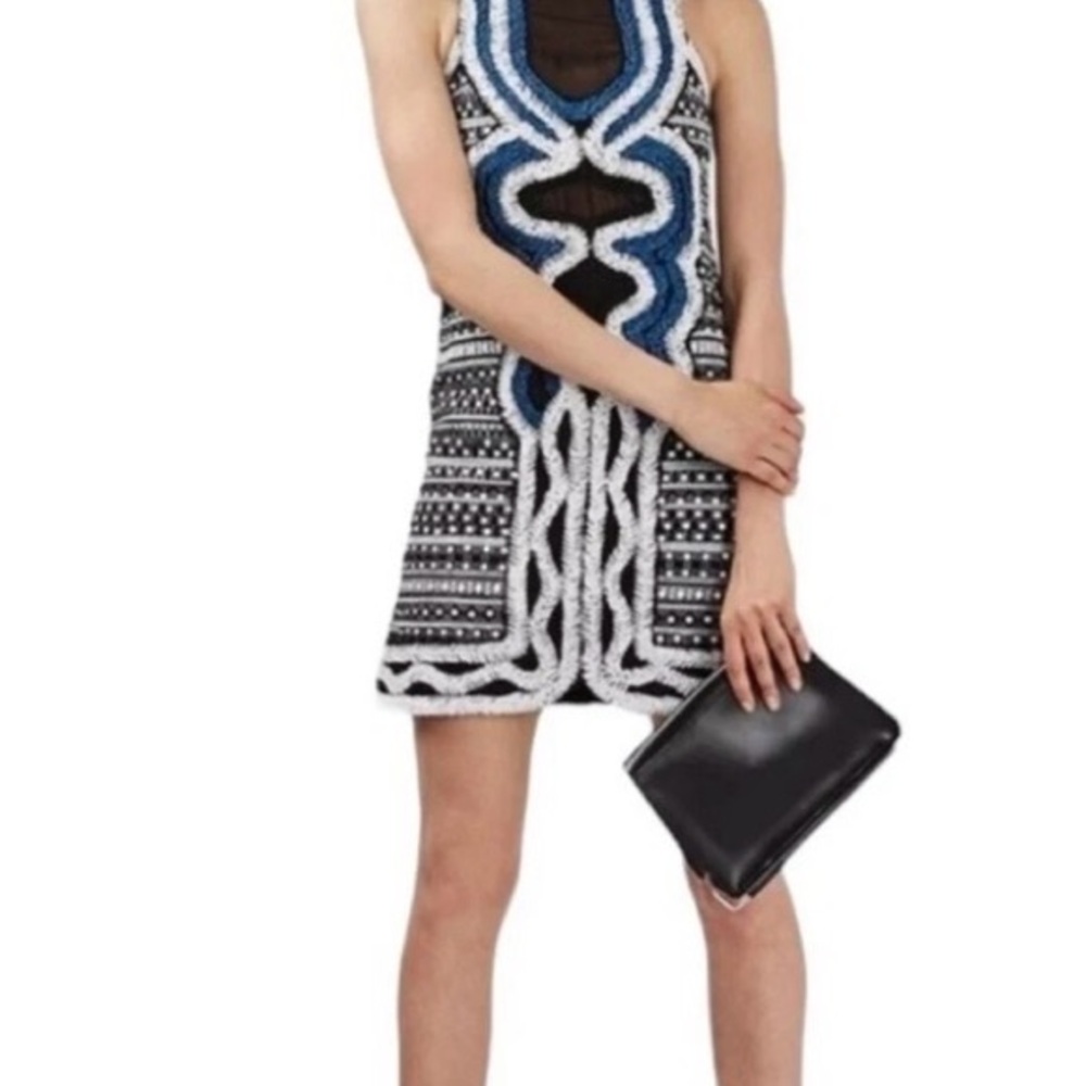Topshop Black and Blue Embroidered Mini Dress- like new!! - Picture 6 of 9